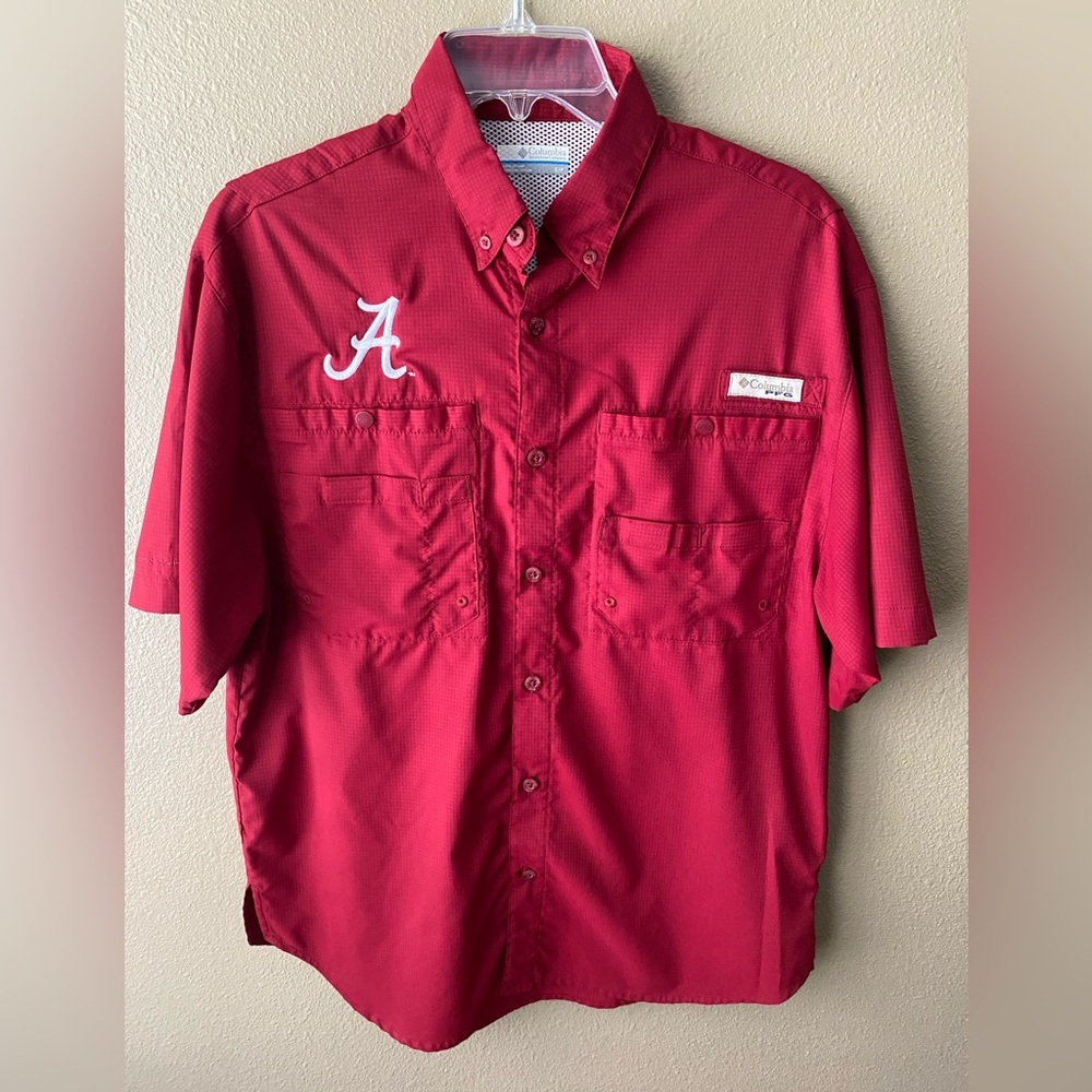Columbia PFG Vented Fishing Shirt Alabama Crimson Tide Mens Size Small EUC
